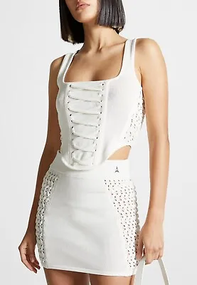 MANIERE DE VOIR Lace Up Knit Corset Boned Bnwt Size Small 8/10  • $27.38