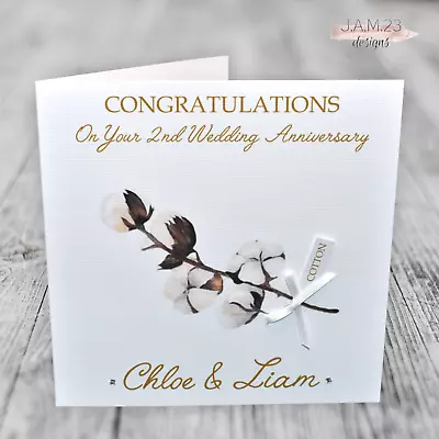 Personalised Cotton 2nd Wedding Anniversary Card • £3.80