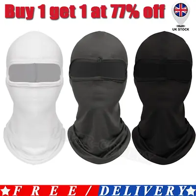 Balaclava Full Face Mask Men Women Cycling Ski Lycra Warm Neck Black Motor Bike • £3.29