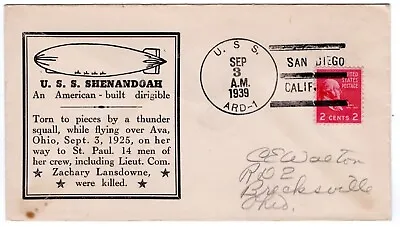 Airship USS Shenandoah Czubay 1939 Memorial USS ARD-1 San Diego CA • $19.50