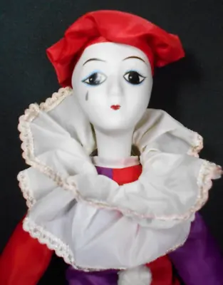 Vintage Pierrot? Teardrop Mime Dolls White & Black 17  See Pictures • $39.50