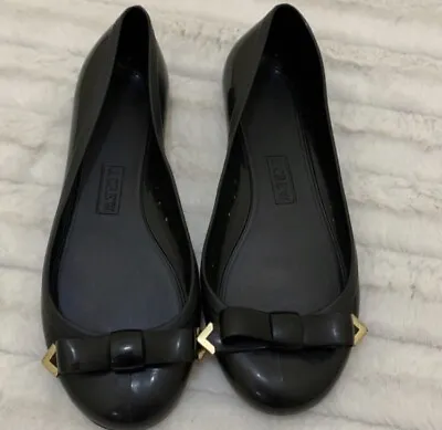 J.CREW Black Rainy Day Ballet Flats Size 6 Jelly Rain Shoes • $16