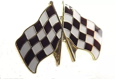 Crossed Racing Flags Chequered Metal Enamel Pin Badge • £2.94