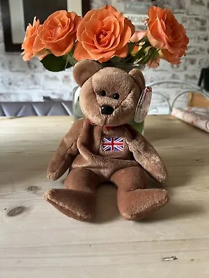 £130 • Buy 1997 TY BRITANNIA THE BEAR (sewn British Flag) Beanie Baby