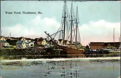 Vinalhaven ME Waterfront Schooner Ship C1910 Postcard • $5.80