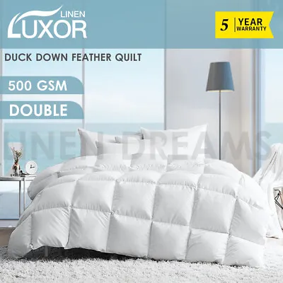Duck Down Feather Quilt Blanket Duvet Winter Weight Cotton Cover Double • $60.80