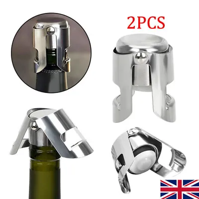 2X Stainless Steel Sparkling Prosecco Bottle Sealer Saver Wine Champagne Stopper • £5.34