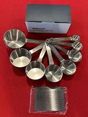 Measuring Cups Spoon Set 8 Piece Premium Stainless Steel Deluxe 1/16-1C W Magnet • $10.94