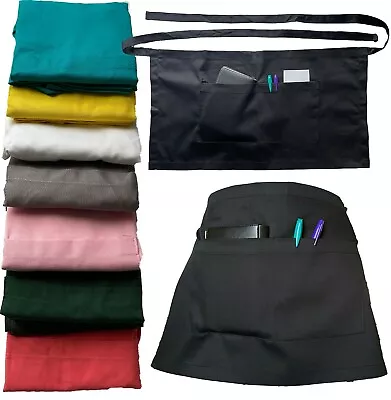 £3.99 • Buy Apron Bar Half Size Waist Waiter Waitress Cafe Pub Restaurant With 2 Pockets.