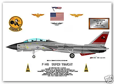 F-14D Super Tomcat VF-31 US Navy Fighter Print • $54.99