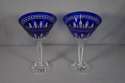 Lot Of 2 Of Waterford Clarendon Cobalt Martini Crystal Glasses • $34