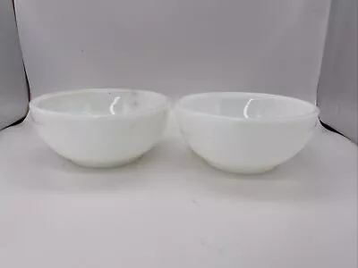 2 Vintage Anchor Hocking 5  White Milk Glass Cereal Chili Soup Bowls Fire King • $14.95