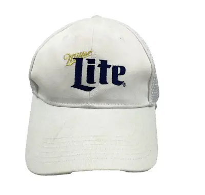 Miller Lite Beer Ball Cap White Mesh Hat Adult Canvas Strap Back Men Women • $12.99