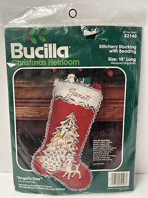 New Bucilla Christmas Heirloom Felt Stocking Kit  Angel's Tree  #82146 Vintage • $29.95