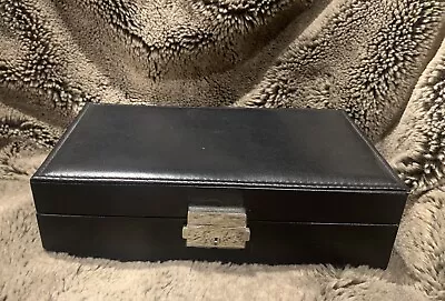 Travel Jewelry Box PU Leather Small Jewelry Organizer Black With Lock • $10