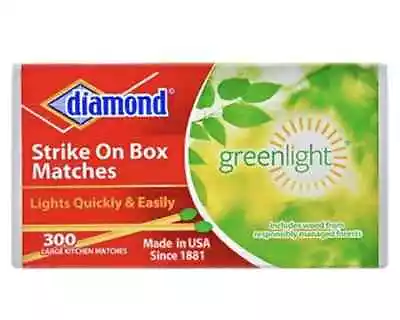 Diamond Greenlight Strike On Box Large Wooden Kitchen Matches (300 In Each Box) • $9.99