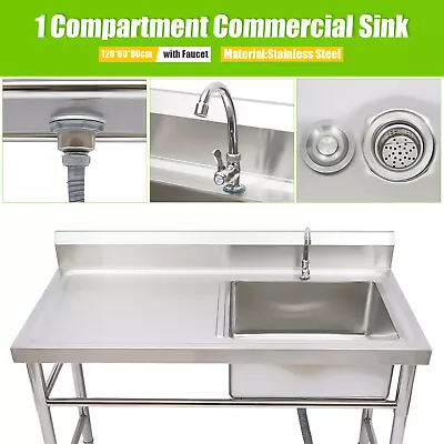 47  Stainless Steel Utility Commercial Square Kitchen Sink For Restaurant Home • $218.50