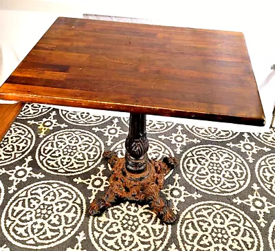 Cast Iron Table With Oak Top-Rustic Charm Cabin Or Garage Ready • $369