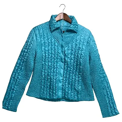 UbU Jacket Women Large Blue Polyester Long Sleeve Pocket Collared Full Zipper • $12.99