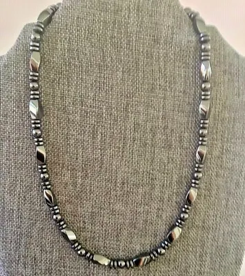 Men's Women's Black 6mm Twists Rounds Magnetic Hematite Therapy Necklace! • $40.99