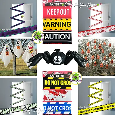 £2.18 • Buy Halloween Outdoor Decorations Hanging Pumpkins Ghosts Fright Tape Giant Spider🕷