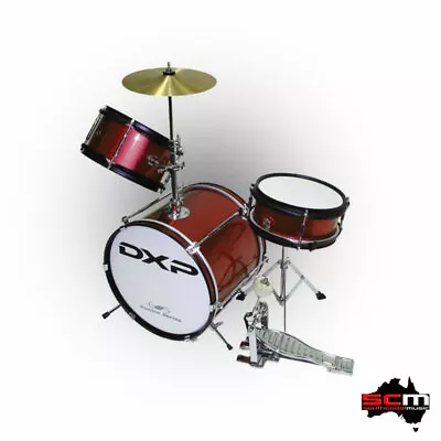  Junior 3 Piece Drum Set DXP Great Quality Wine Red Finish With Cymbal & Sticks • $249