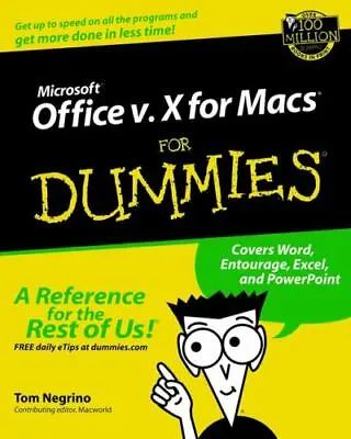 Microsoft Office V.10 For Macs For Dummies By Negrino Tom • $4.29