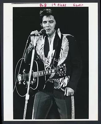 1970's  Elvis On Stage In Alabama  Guitar-Bling And Rhinestones Vintage Photo • $39.95