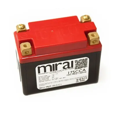 NEW Mirai Power Lithium Motorcycle Battery 175 CCA MLP-1012-C1 AND Charger • $99