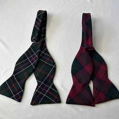 2 Vtg Polo Ralph Lauren Bow Ties Lot 100% Wool Plaid USA Adjustable • $36