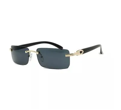 Mens Classy Style Wood Buff Retro 90s Hip Hop Rapper Gangster Rimless Sunglasses • $13.99