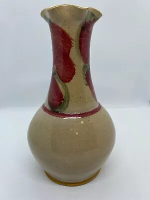 Mid Century Vase Pottery Brown And Red Signed 8 Inches Tall • $18