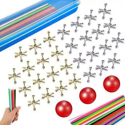 ZeeDix 90pcs Pick Up Sticks With 3 Sets Retro Metal Jacks Kit- Include 3 Pieces • $19.08