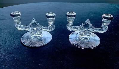 Sterling Silver On Crystal Silver City Roses 2 Candelabras Candle Vintage 1950s • $59