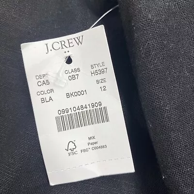 J. Crew Black Linen Cotton Blend Scalloped Hem Sidewalk Skirt Size 12 • $16