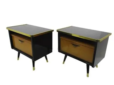 Pair Couple Double Vintage Nightstands End Tables Mid Century Modern Wood Retro  • $817.50
