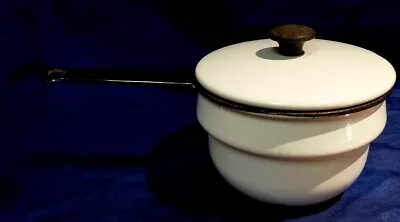 Vintage Vollrath Ware White Enamel Black Trim 3 Cup Sauce Pan Measure With Lid • $14.88