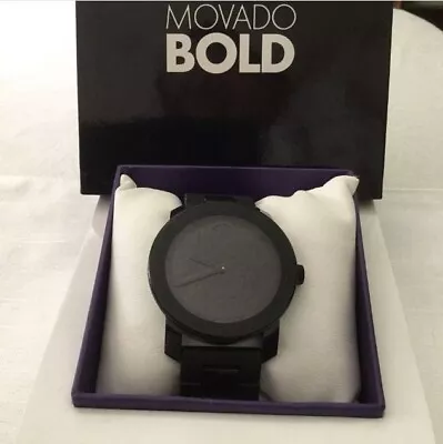 Movado Bold TR90 42mm Black Stainless Steel Case Black Metal Chain Link Band • $250
