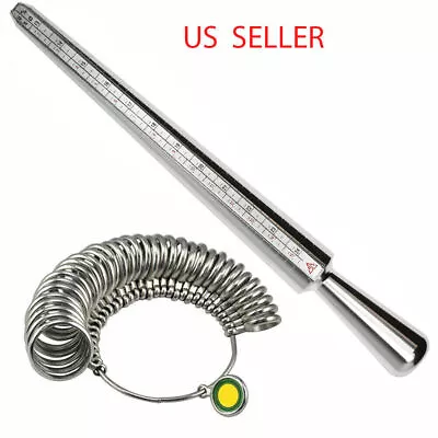 Metal Ring Sizer Gauge Mandrel Finger Sizing Measure Stick Standard Tool Sliver • $9.99