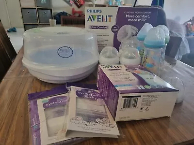 Philips Avent Ultra Comfort Electric Breast Pump Steriliser & Bottles • $150