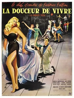 La Dolce Vita Federico Fellini (1966) Vintage Movie Poster Reprint  18x12 In • $7.99