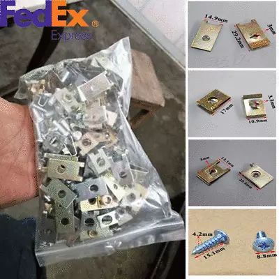 100pcs Car Fender Bumper Door Fixed Clips Fastener U Type Nuts Screws Gasket Kit • $15.29