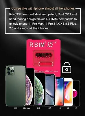 Upgrade RSIM-15 Nano Unlock Card For IPhone 11 Pro X XS Max 8 IOS 14.7 UE • $9.99