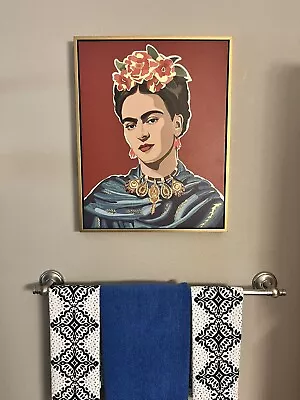 Beautiful Frida Kahlo Framed Wall Art Painted Canvas Gold Frame Mexican Arte NEW • $39.88