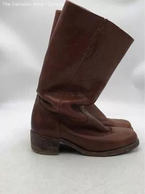 Frye Mens Brown Leather Square Toe Block Heel Pull-On Knee High Boots Size 10 D • $9.99