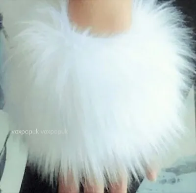 £4.99 • Buy FAUX FUR FLUFFY WRIST CUFFS Ready Made Trimming Satin Lined Creamy White BNWT