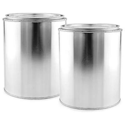 Empty Quart Paint Cans With Lids (2 Pack); Unlined Metal Paint Cans Value Pack • $12.99