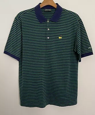 Masters Collection Mens Green Navy Striped Short Sleeve Polo Shirt Size L • $27.98