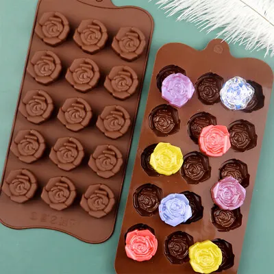 £2.69 • Buy Silicone Rose Flower Chocolate Mould Cookies Candy Wax Candle Ice Cube Tray Mold