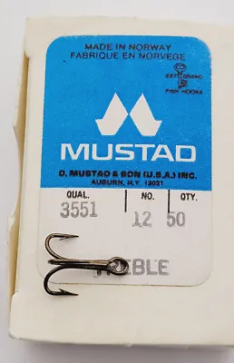 Mustad 3551-BR Bronze Treble Hook (size: 12 Qty: 50 Pcs) Norway Stock • $17.14